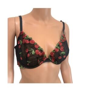Victoria's Secret 36D Very Sexy cherry embroidered demi underwire bra BC 3190